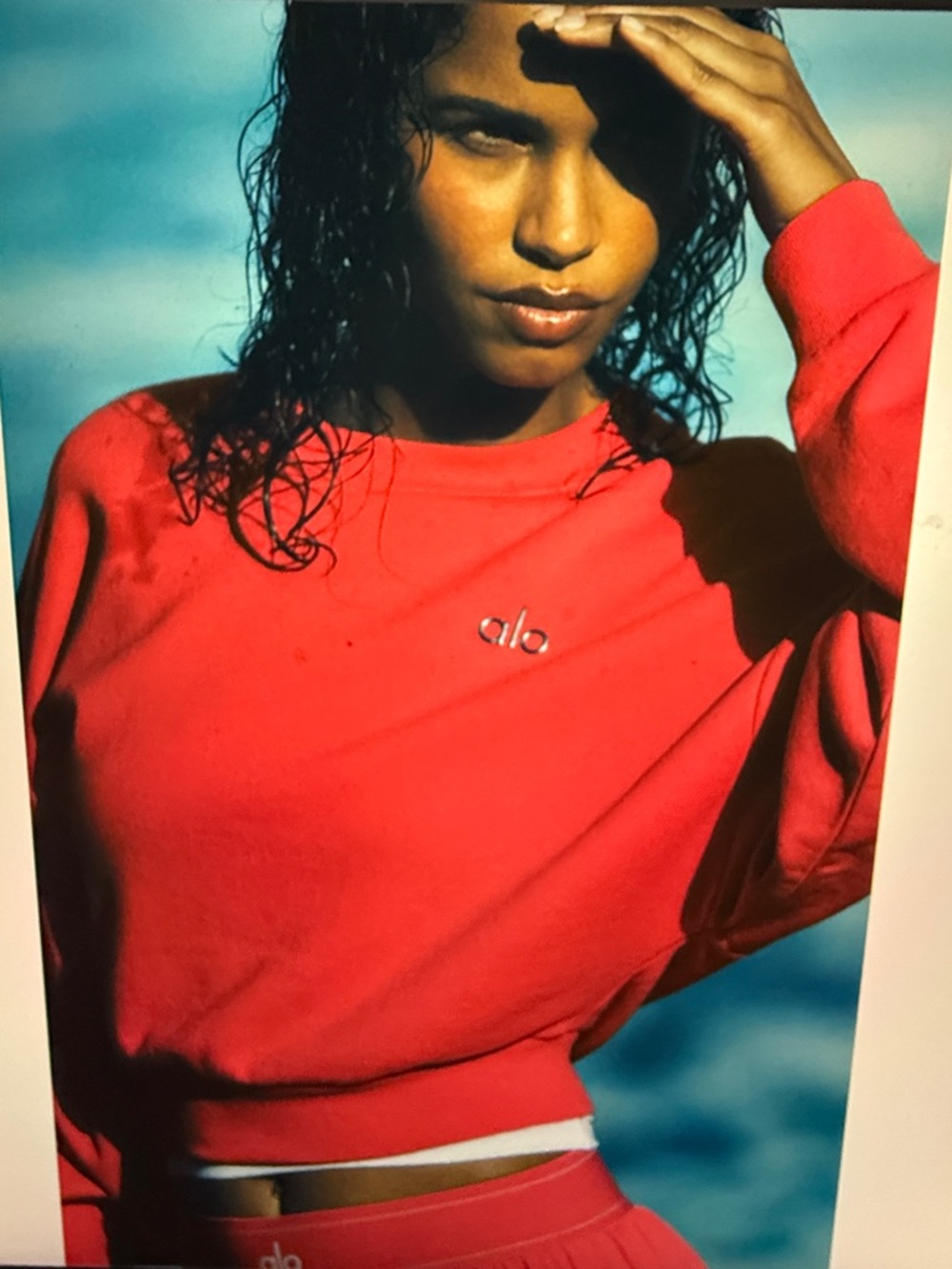 Alo Yoga Candy Red Logo Sweatshirt - Picture 7 of 8